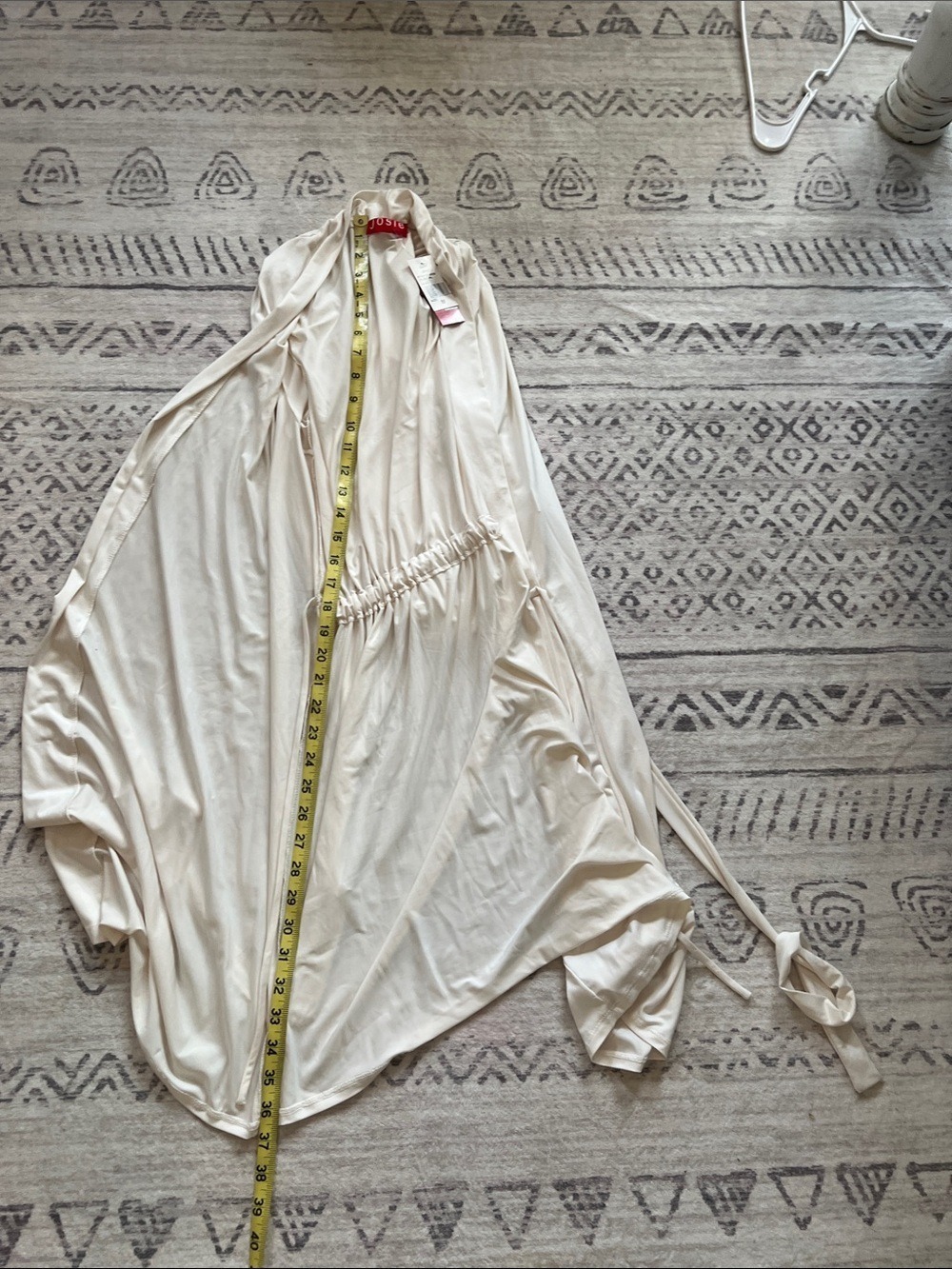 Josie Cream Wrap Robe with Tie Waist - Picture 8 of 9
